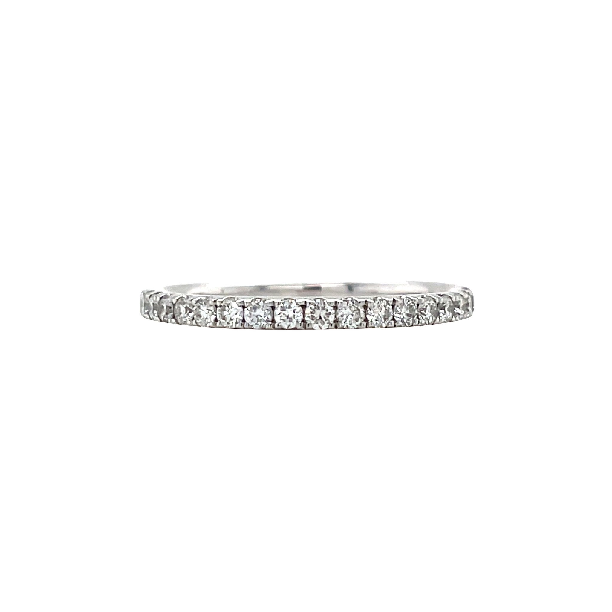 White gold row ring with diamond 14 kt