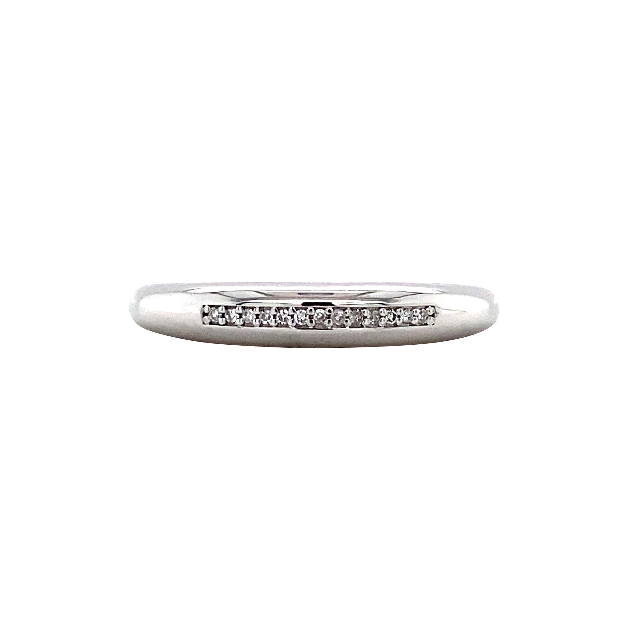 White gold row ring with diamond 14 kt