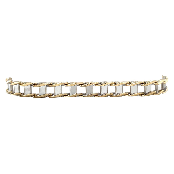 Bicolour gouden armband 19 cm 14 karaat