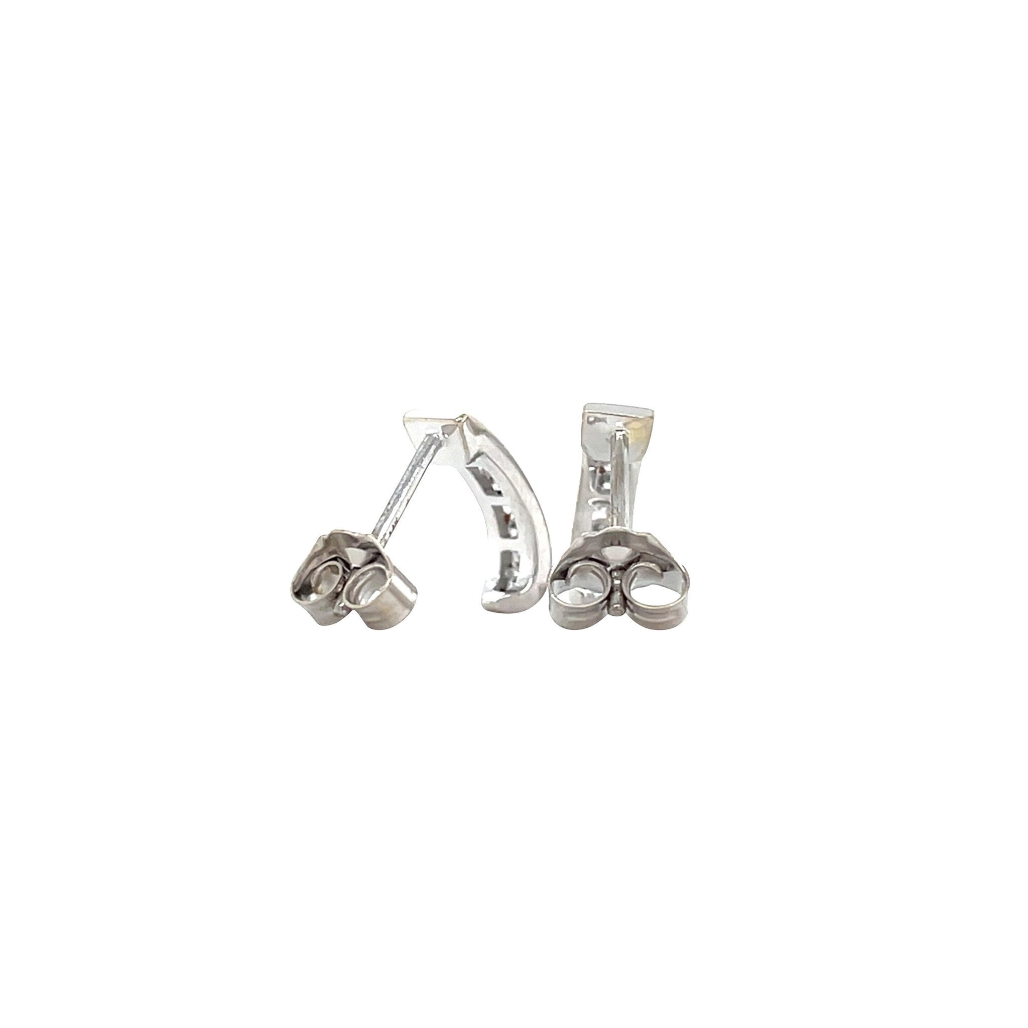 White gold stud earrings with diamond 14 kt