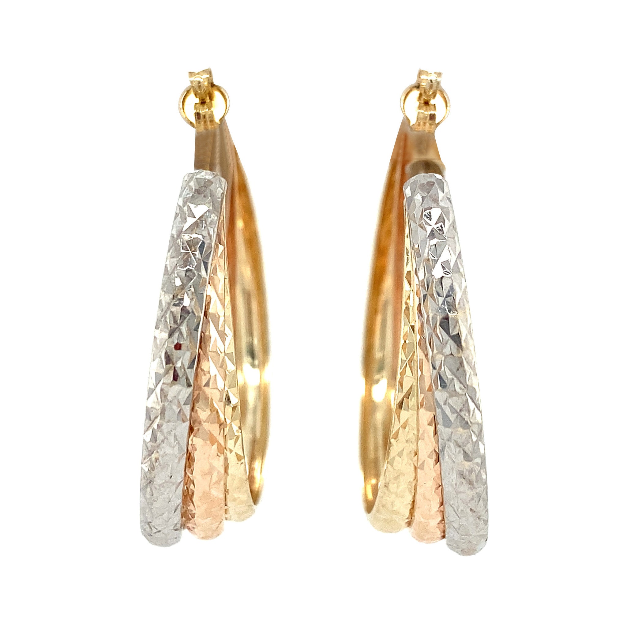 Tricolour gold half-hoops 14 kt