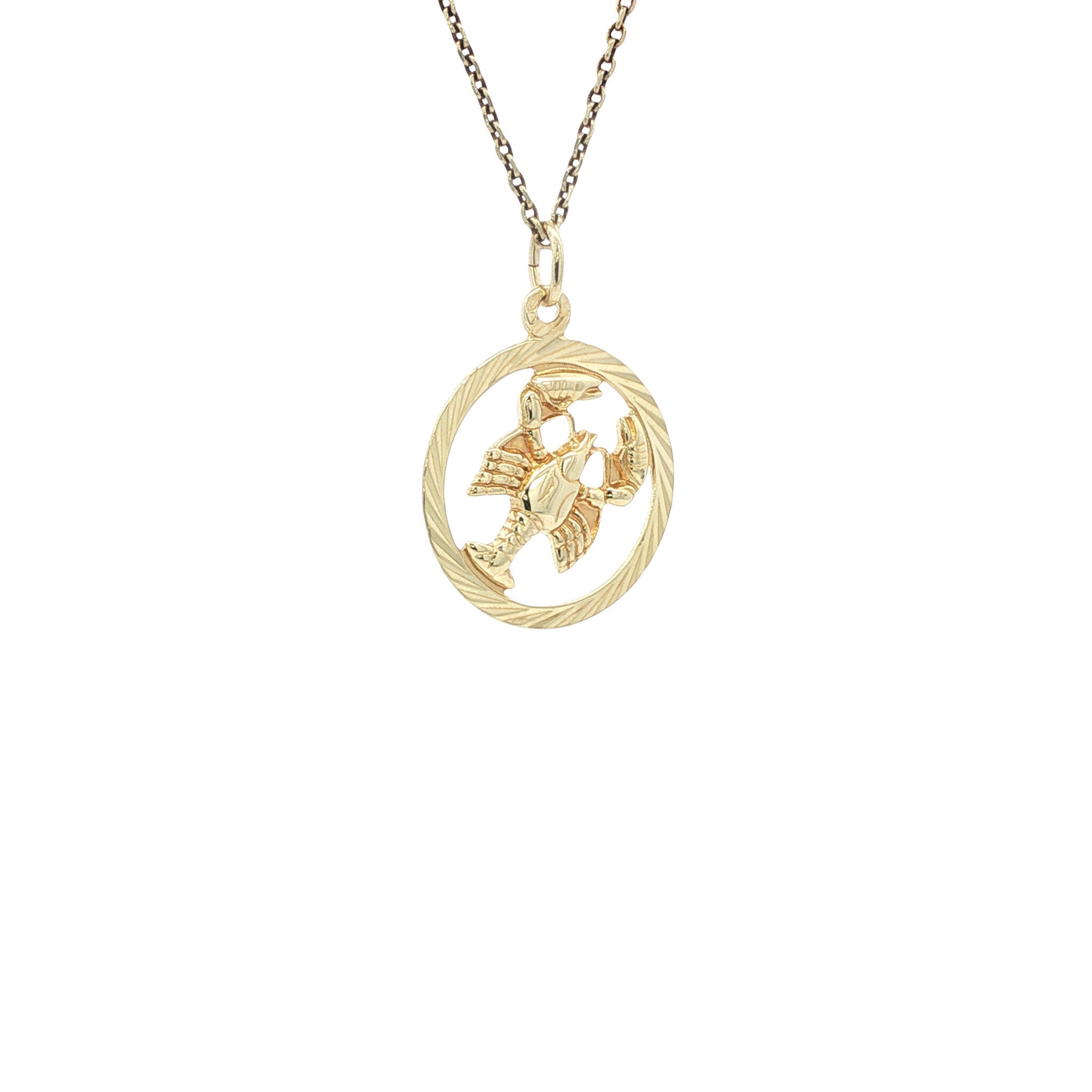 14 karat gold Cancer zodiac pendant