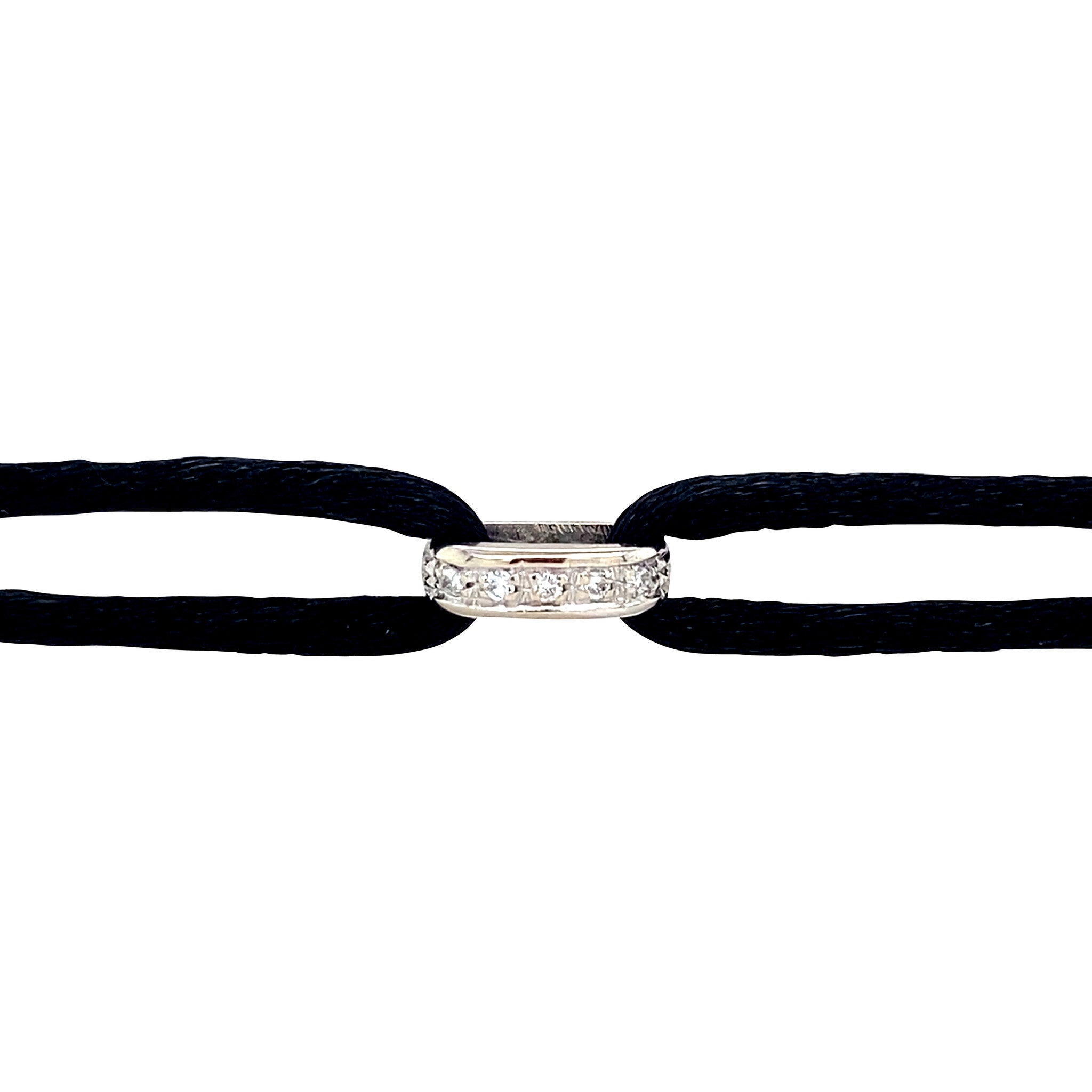 Satin bracelet with white-gold link with diamond 18 kt