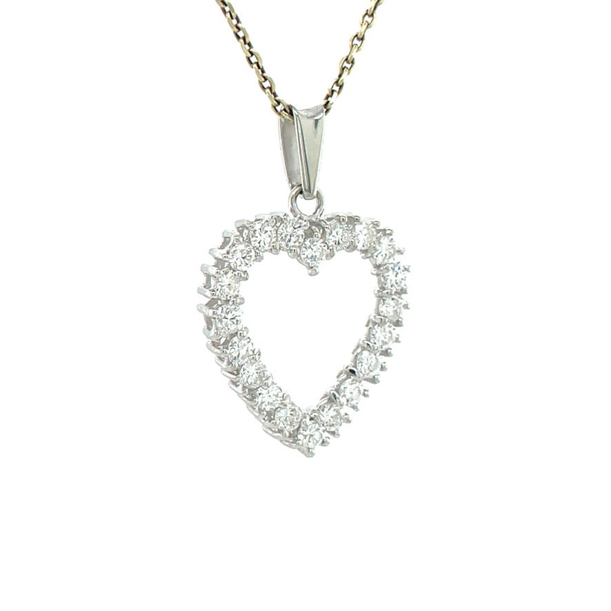White gold heart pendant with diamond 18 karat