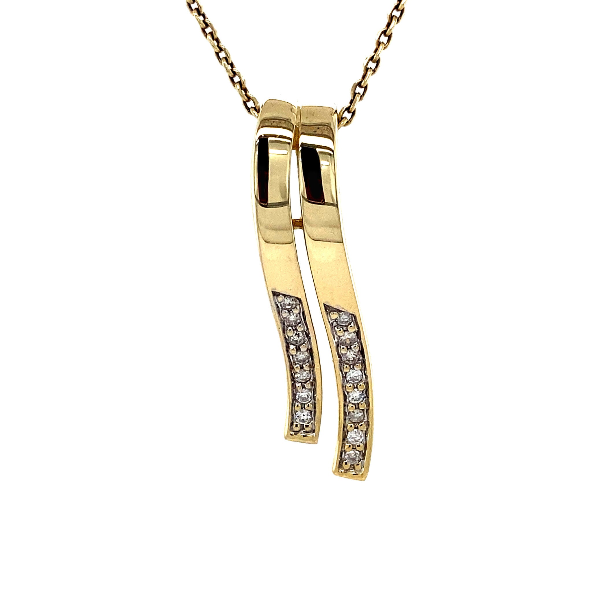 Gold pendant with diamond 14 kt