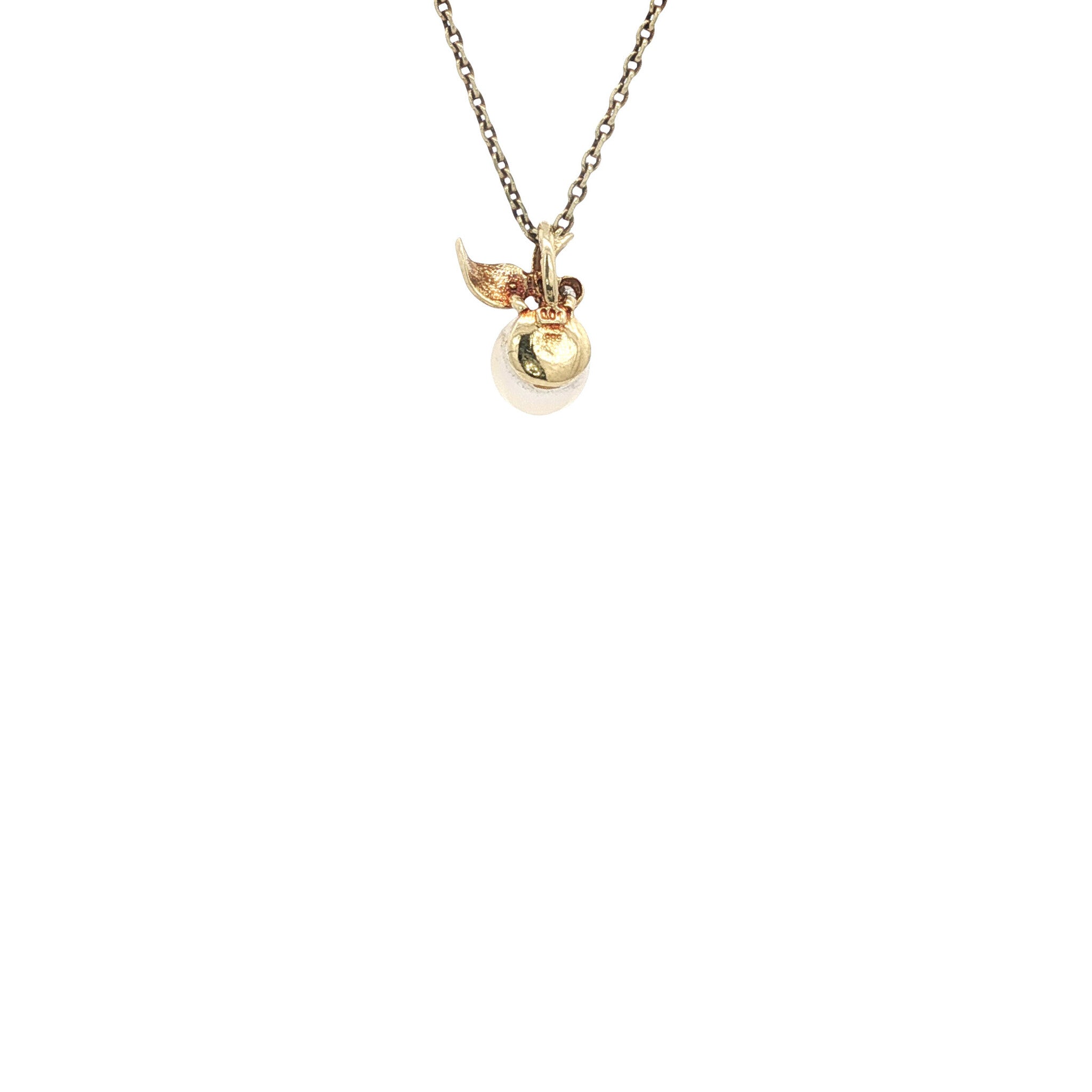 Gold pendant with pearl and diamond 14