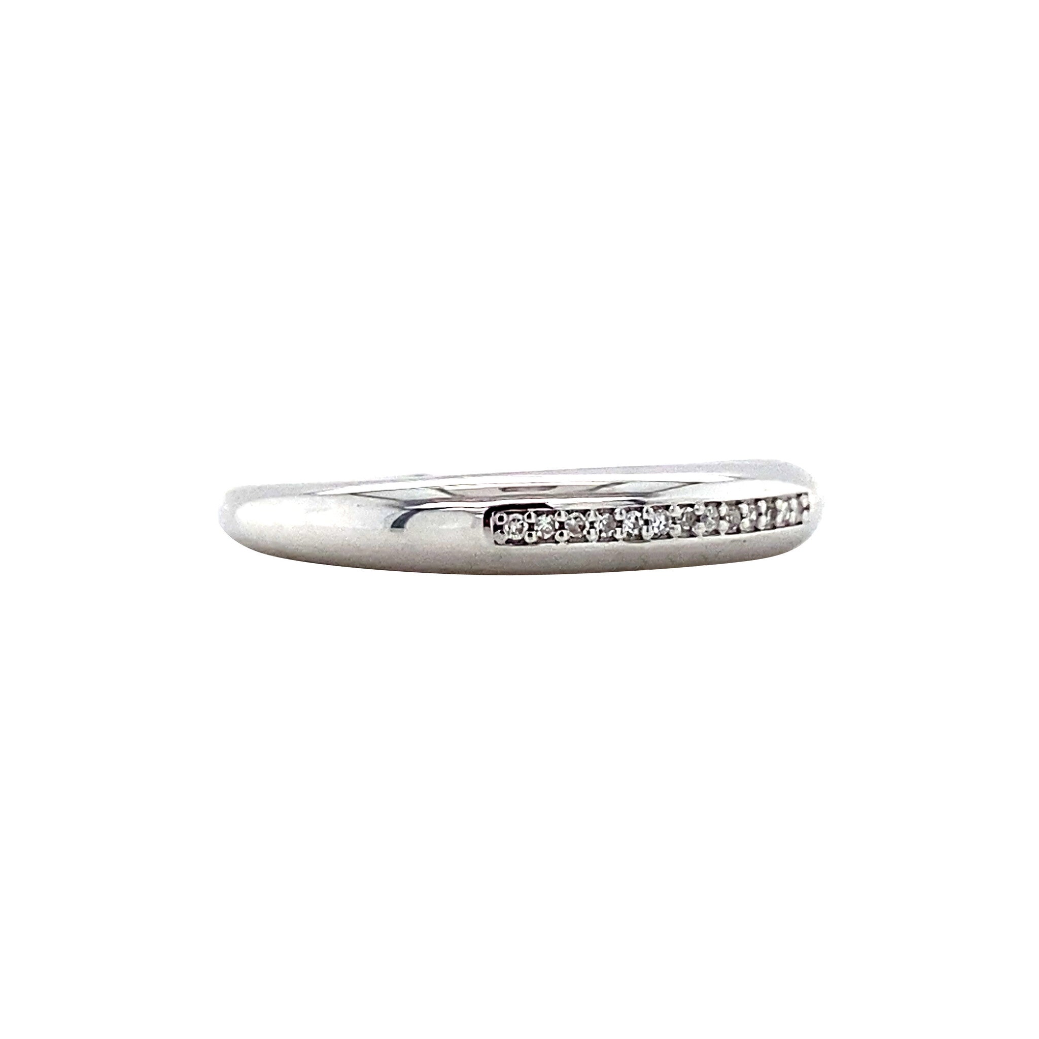White gold row ring with diamond 14 kt