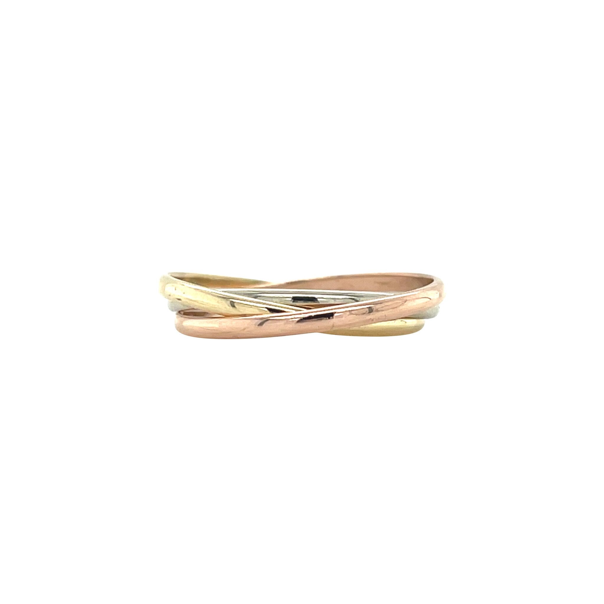 Tricolour gold trinity ring 14 karat