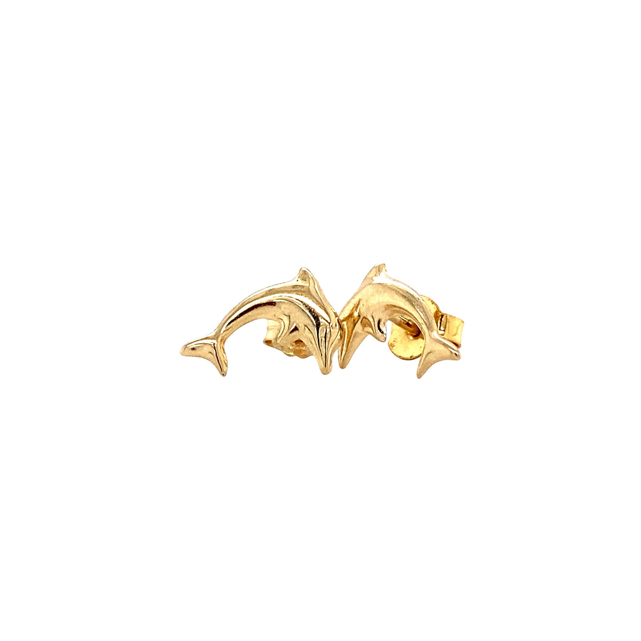 Gold children's stud earrings dolphin 14 karat