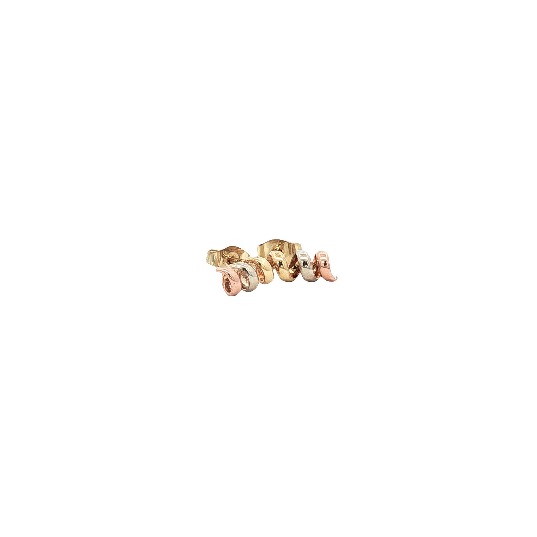Tricolour gold ear studs 14 karat