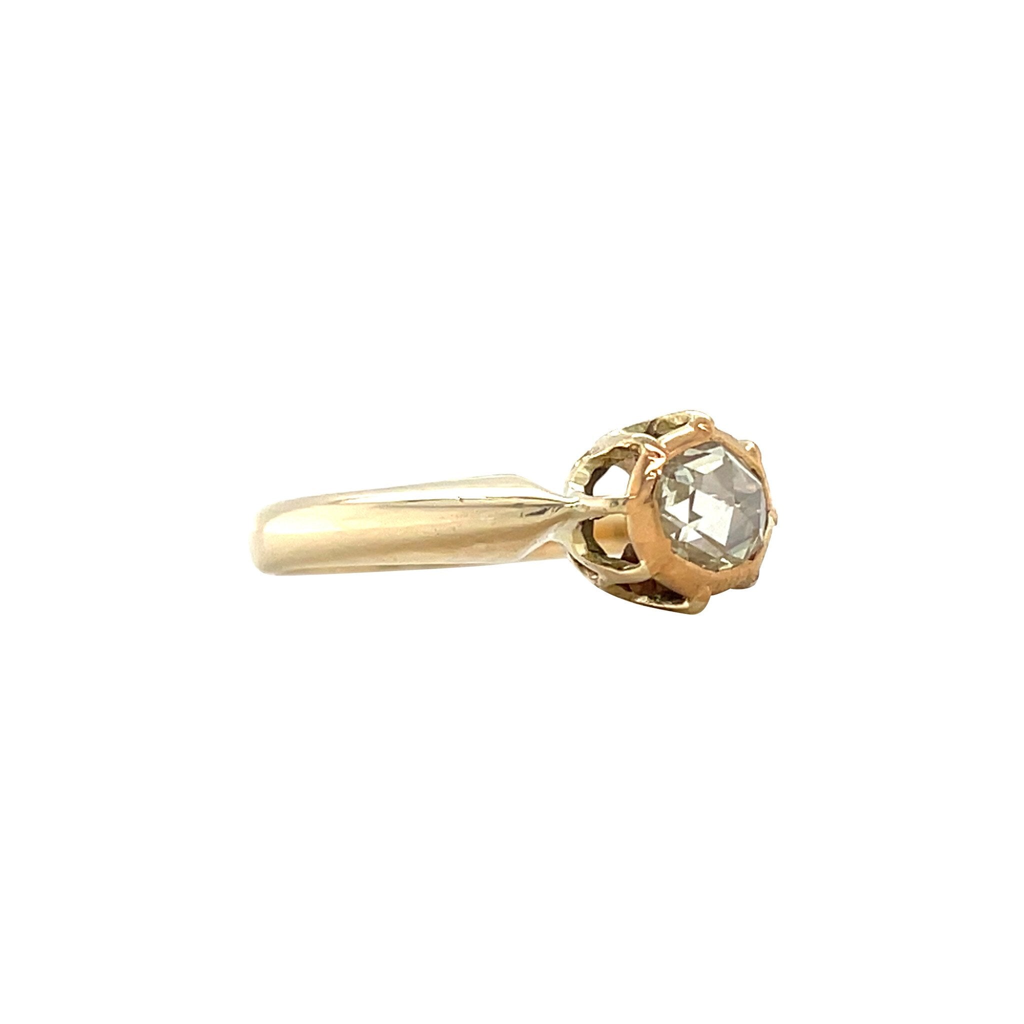 Gold solitaire ring with rose diamond 14 kt