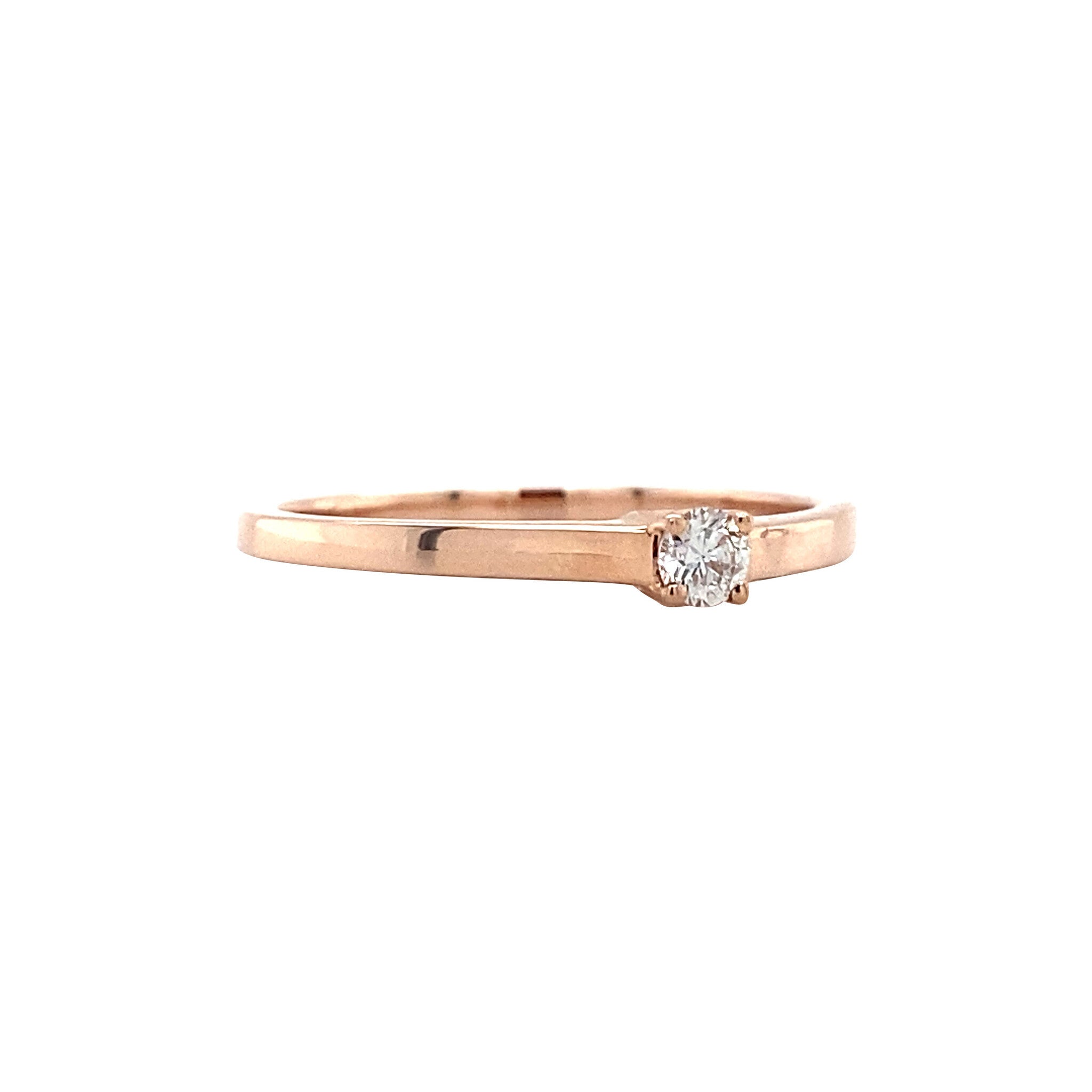 Rose gold solitaire ring with diamond 14 kt* new