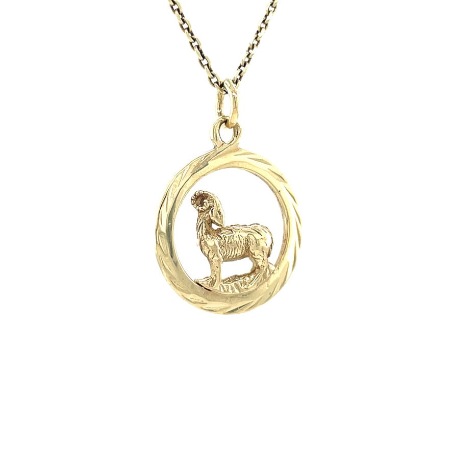 Golden zodiac pendant Aries 14 karat