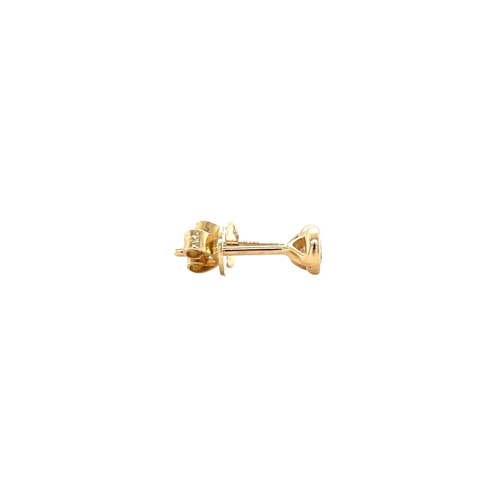 Yellow gold solitaire stud earrings with diamond 14 kt