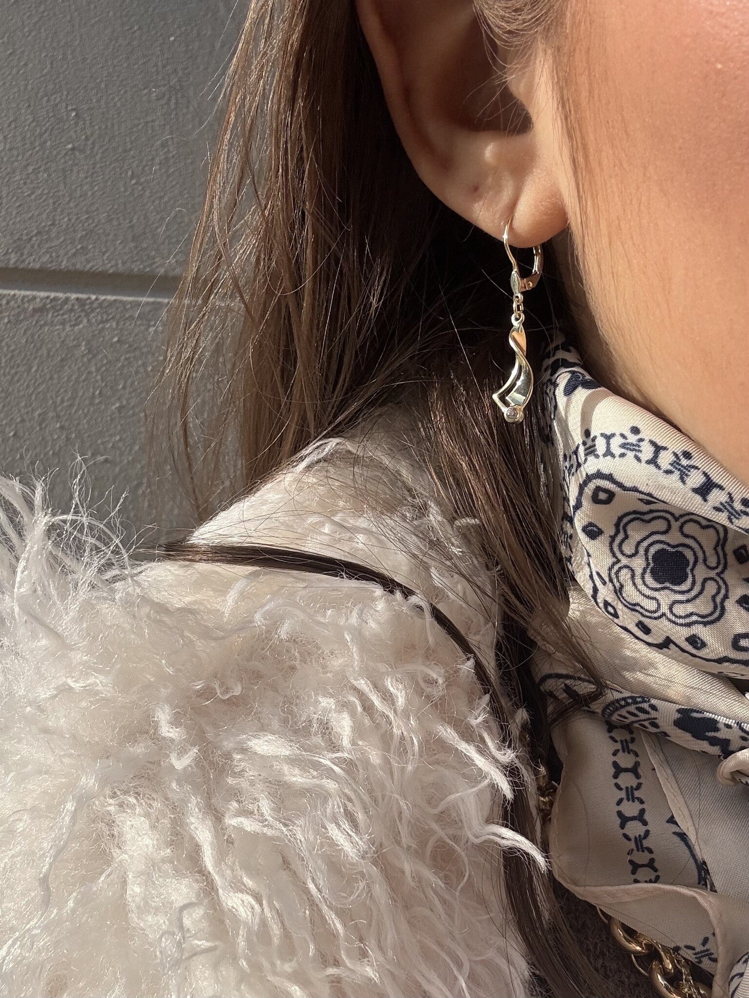 Gold earrings with zirconia 14 karat