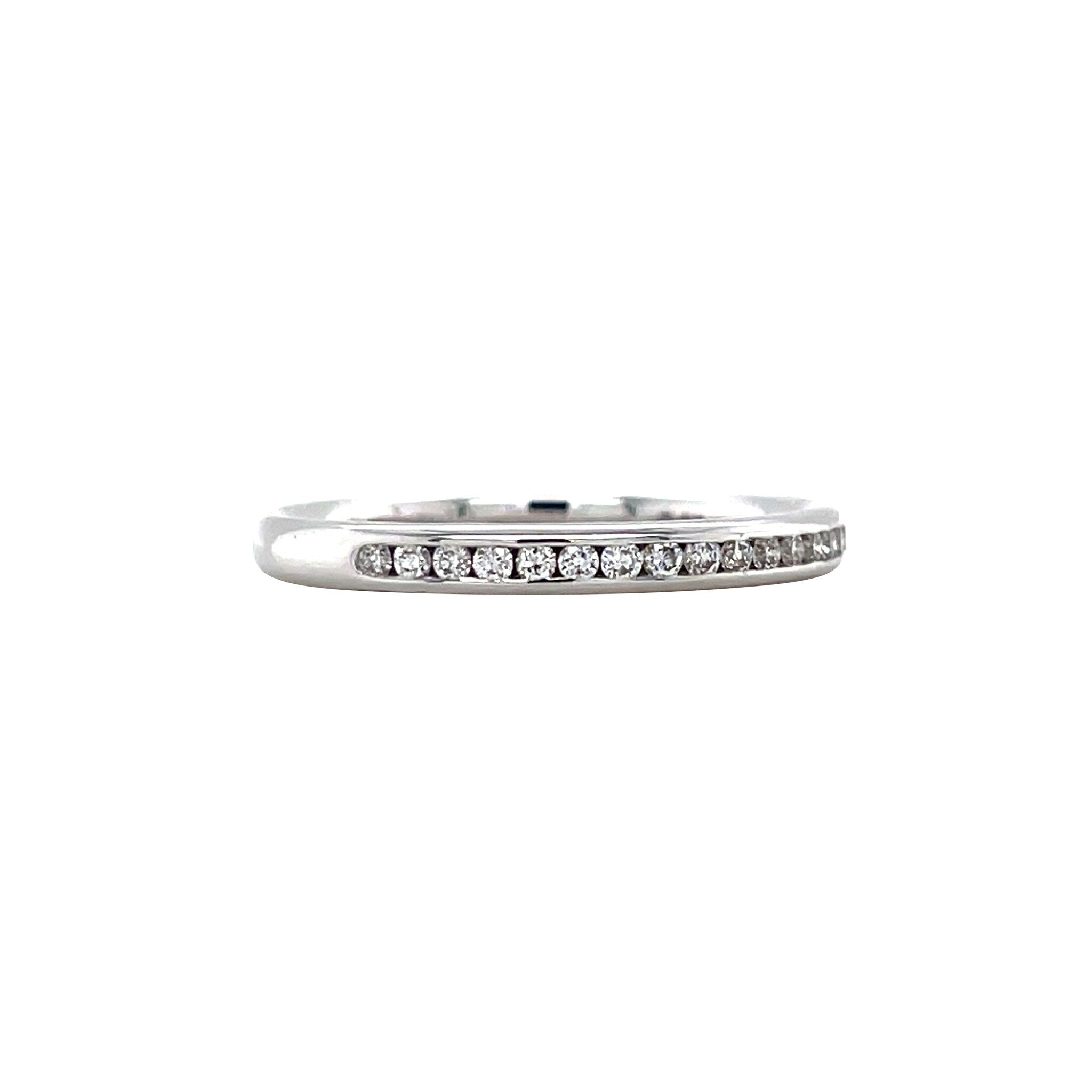 White gold rail ring with diamond 14 kt