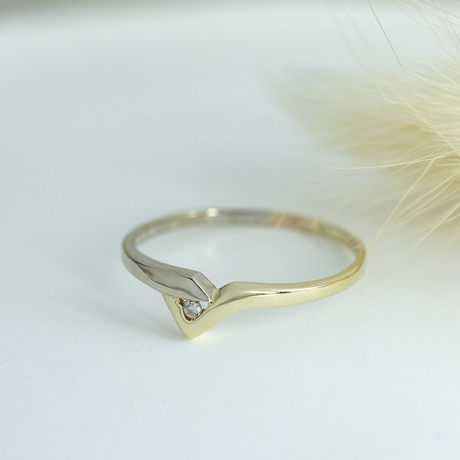 Golden ring with diamond 14 karat