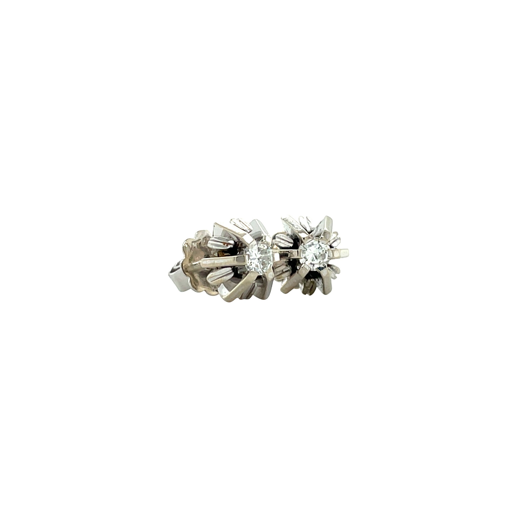 White gold stud earrings with diamond 14 karat