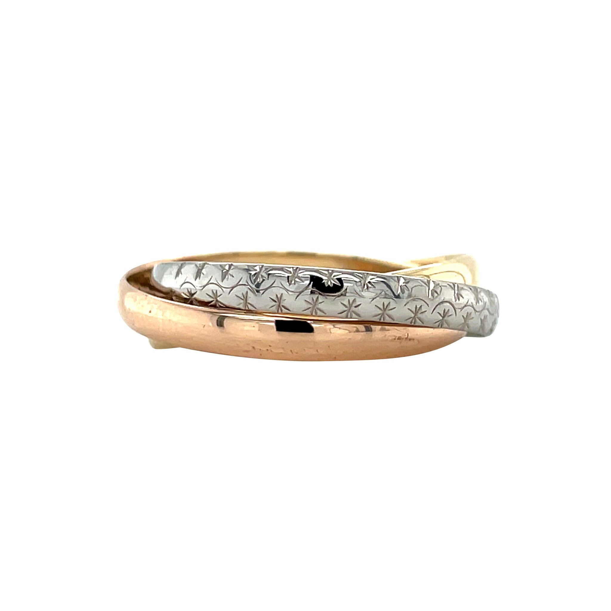 Tricolour gold trinity ring 18 karat