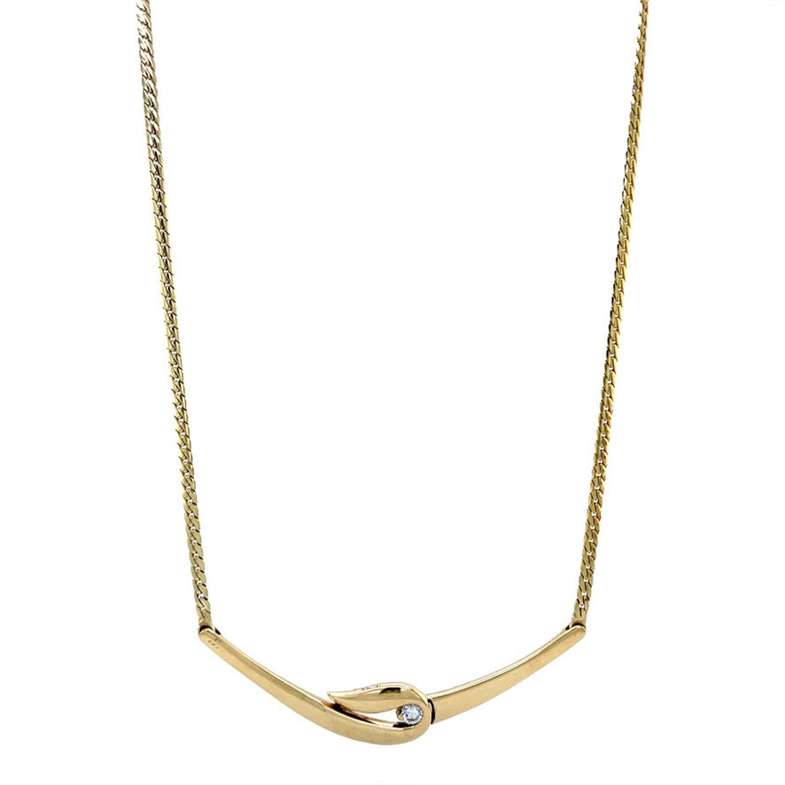 Gouden choker met diamant 42 cm 14 karaat