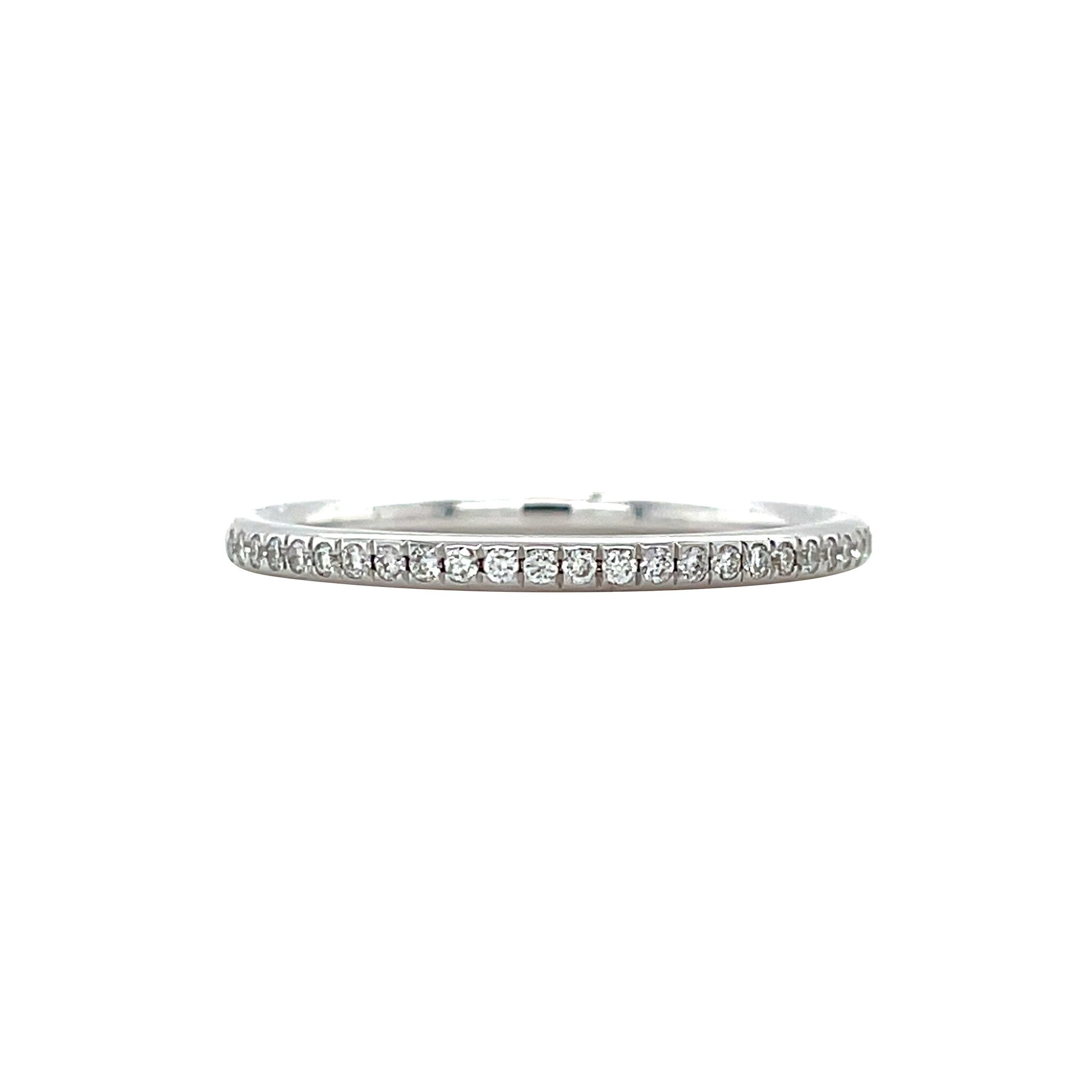 White gold row ring with diamond 14 kt
