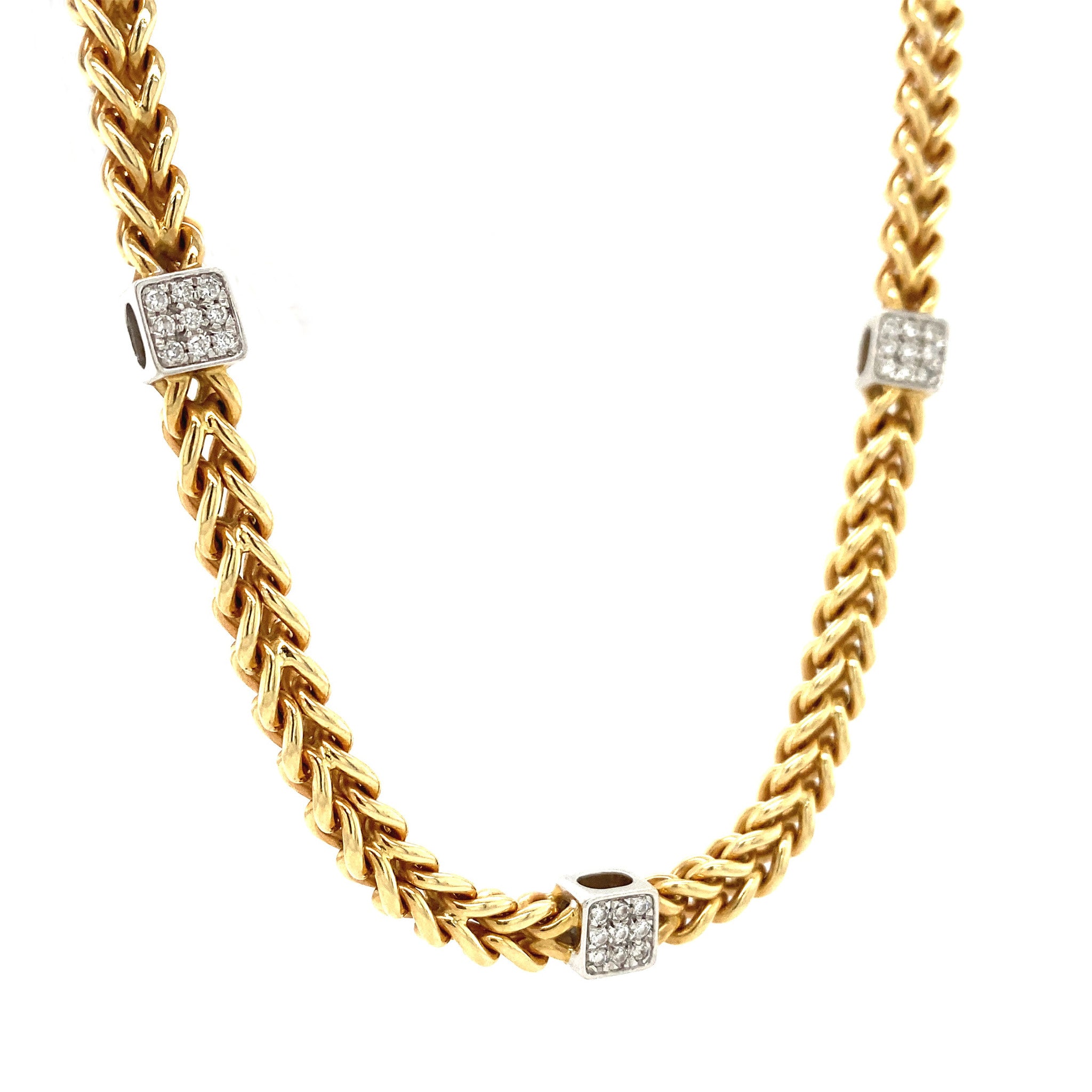 Bicolour golden fantasy necklace 42 cm 14 kt