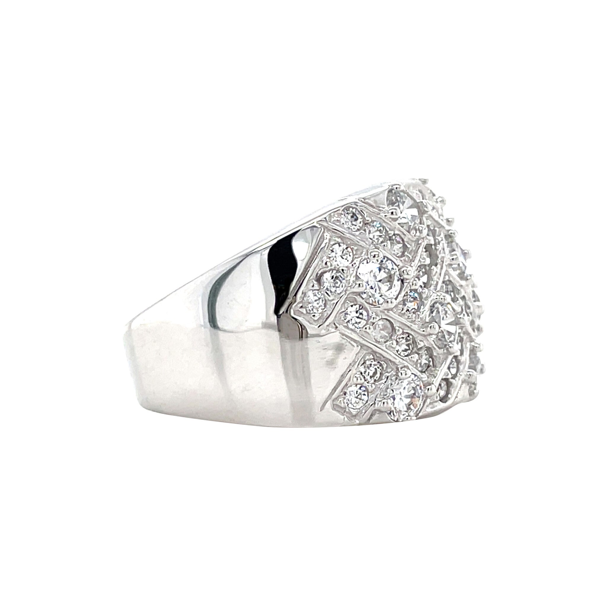 White gold ring with zirconia 14 karat