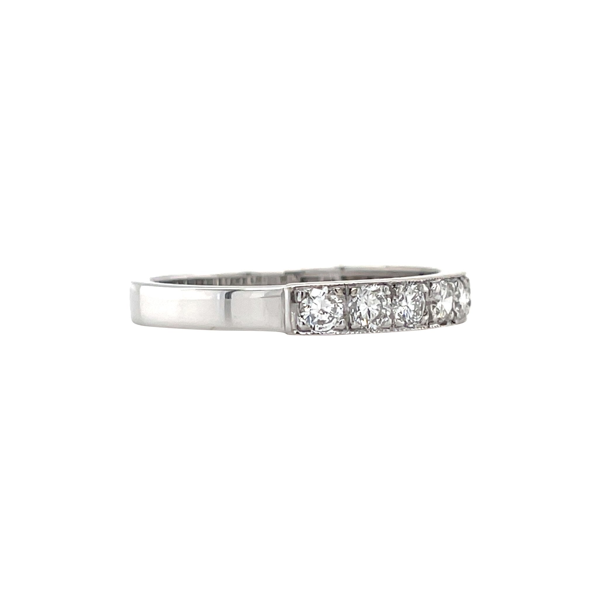 White gold row ring with diamond 14 karat