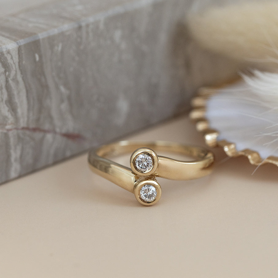 14 karat gold signet ring with diamond