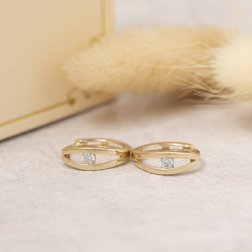 Gold earrings with zirconia 14 karat