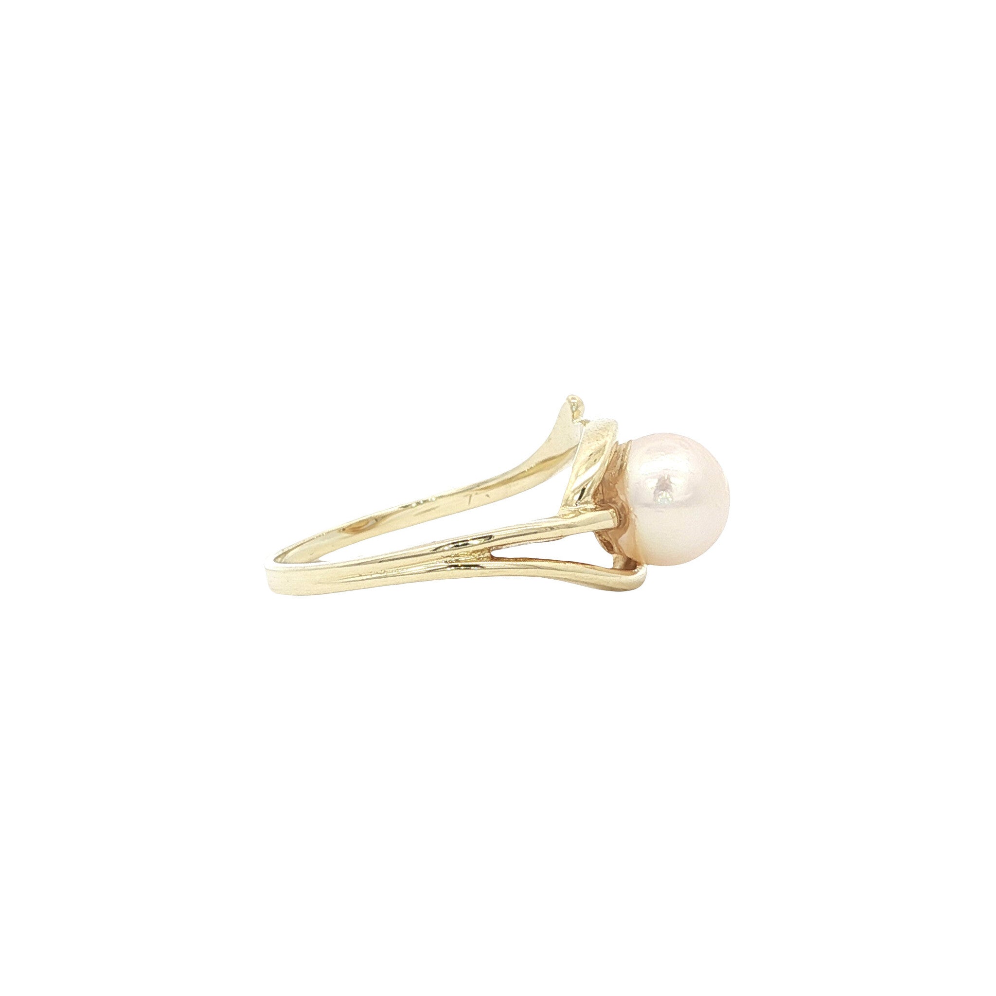 Gold ring with pearl and zirconia 14 karat
