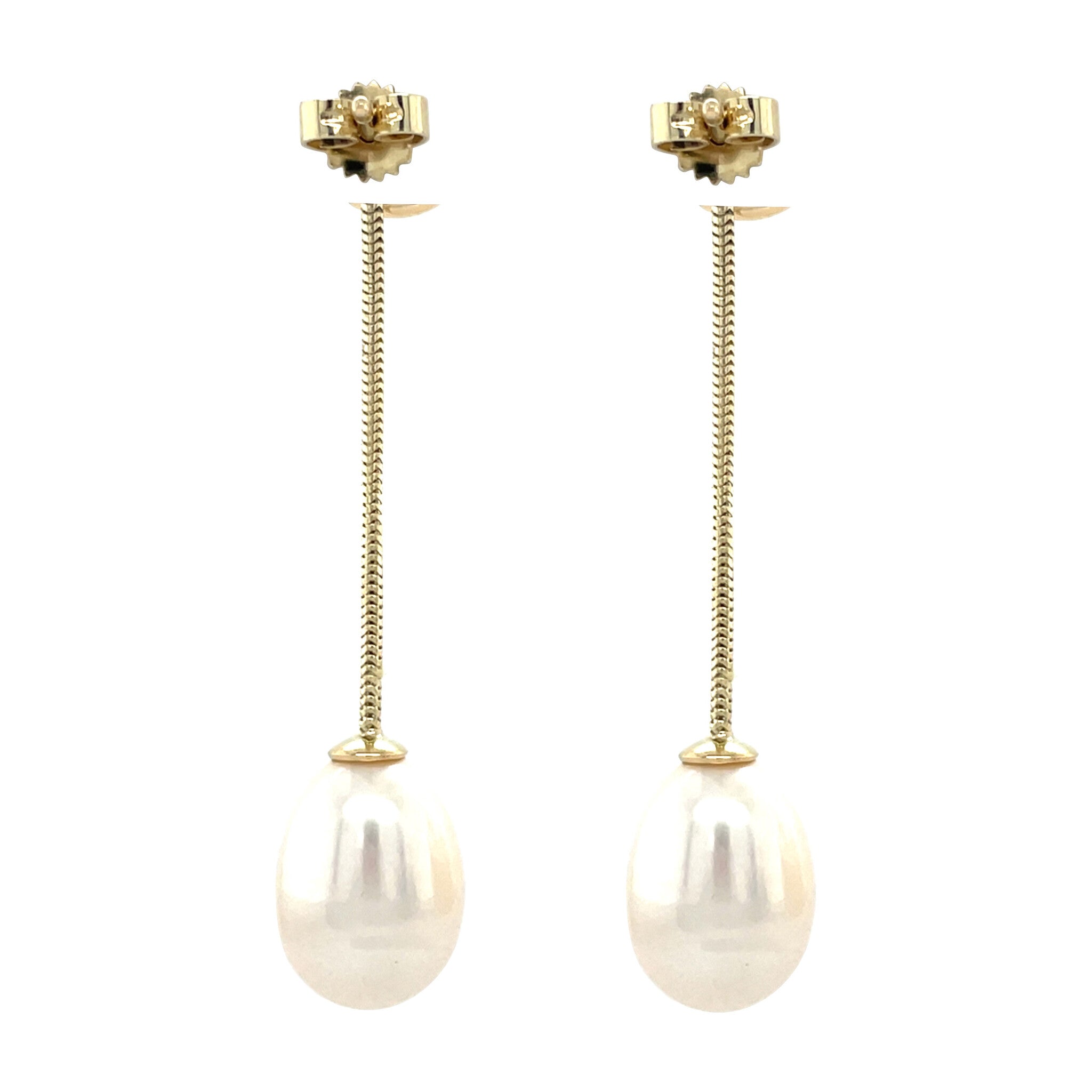Gold stud earrings with diamond and pearl 14 karat