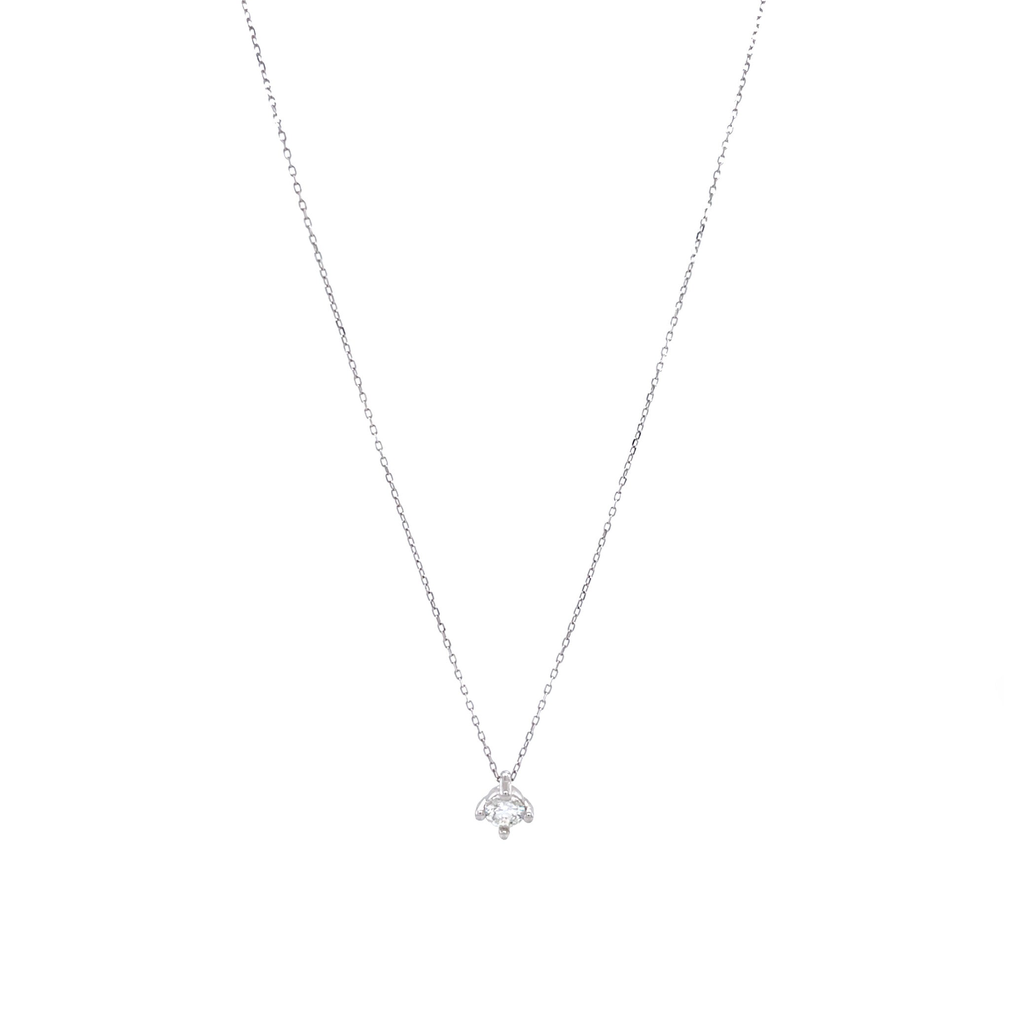 White gold solitaire necklace with diamond 14 kt