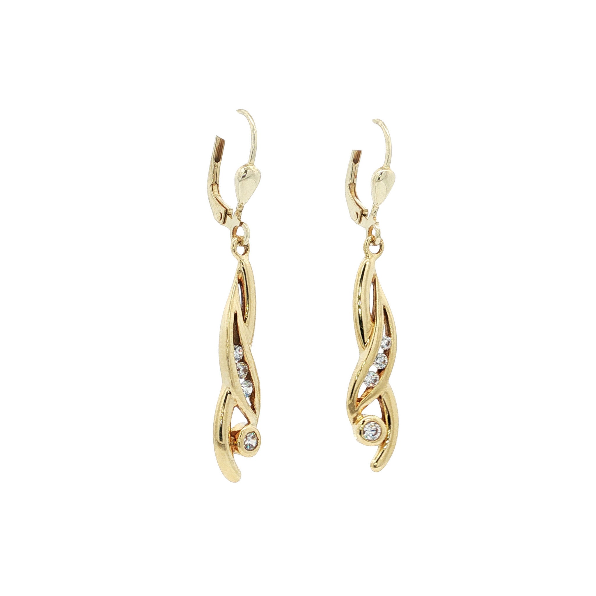 Gold earrings with zirconia 14 karat