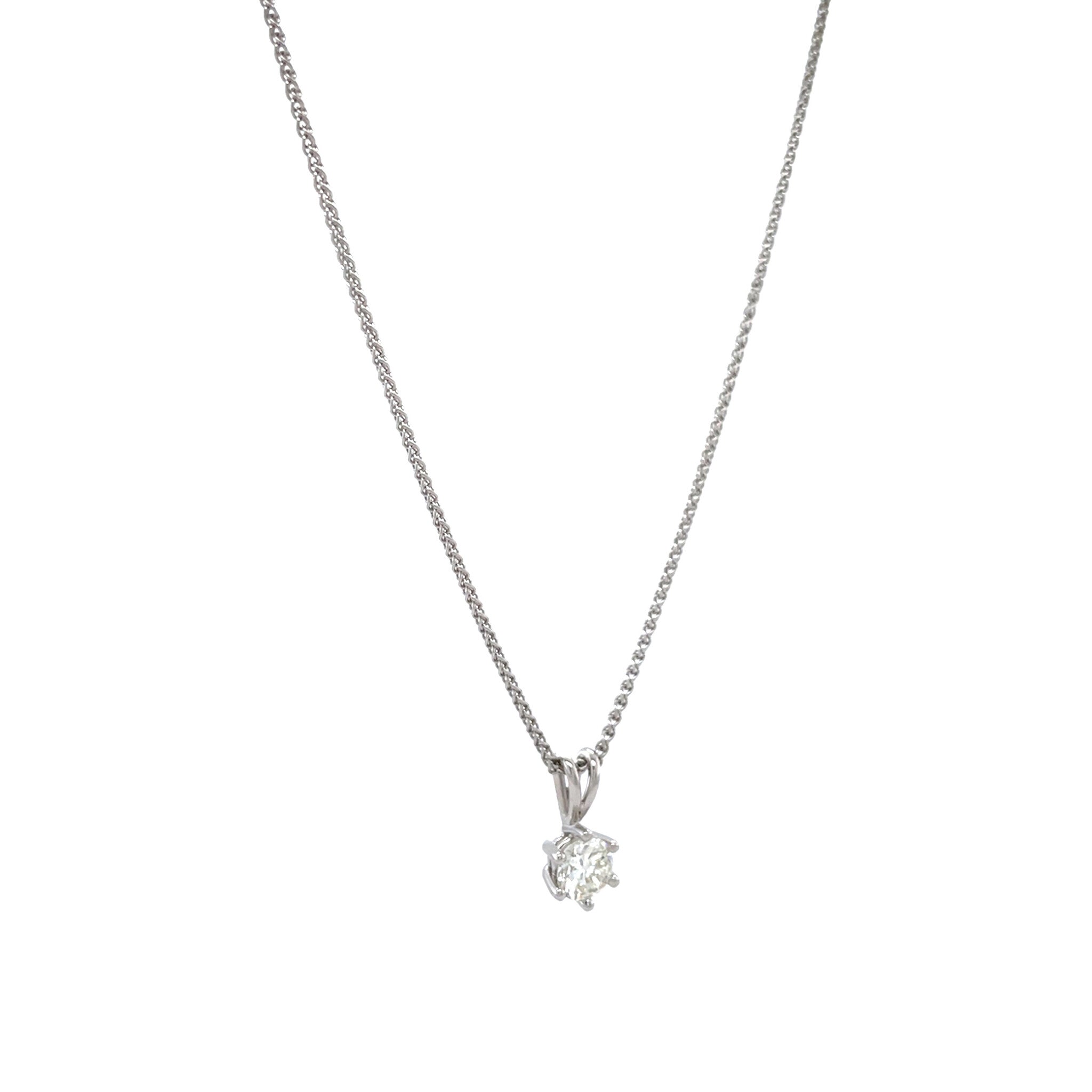White gold necklace with diamond pendant 45 cm 14 karat
