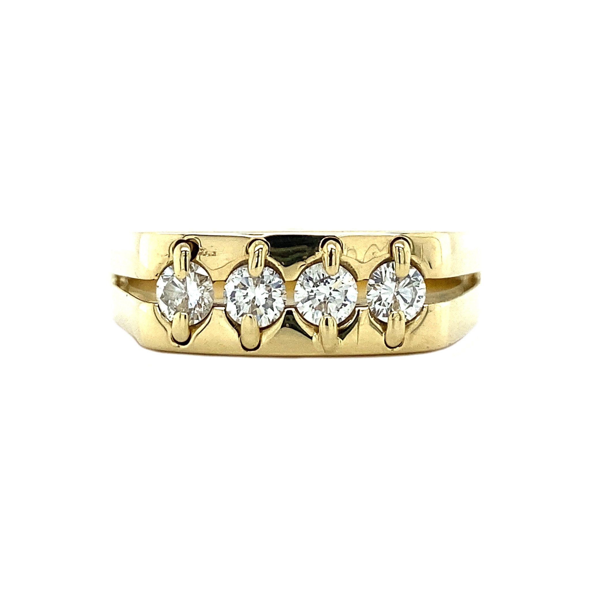 Gold men's ring with diamond 14 kt