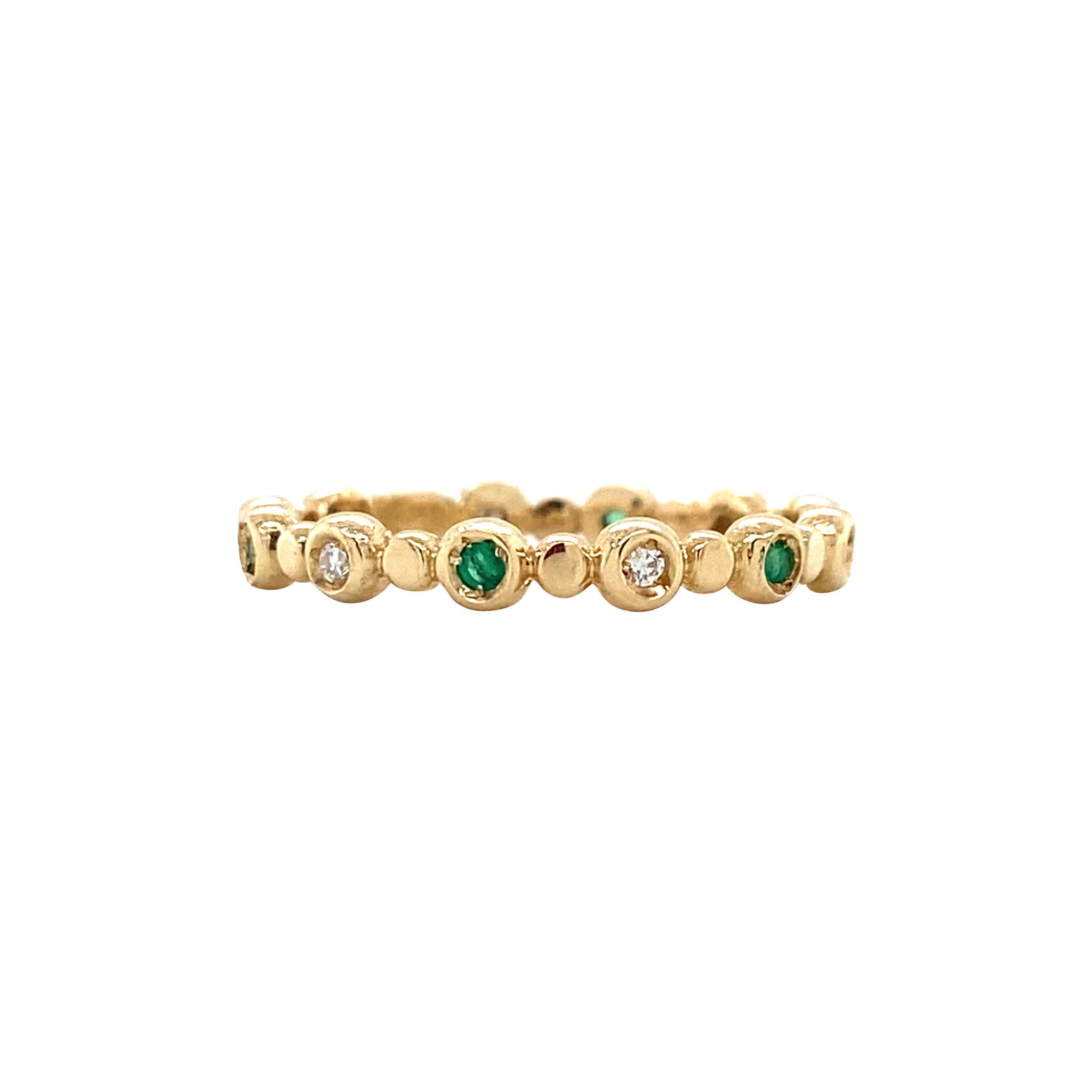 Golden ring with emerald and diamond 14 kt*new
