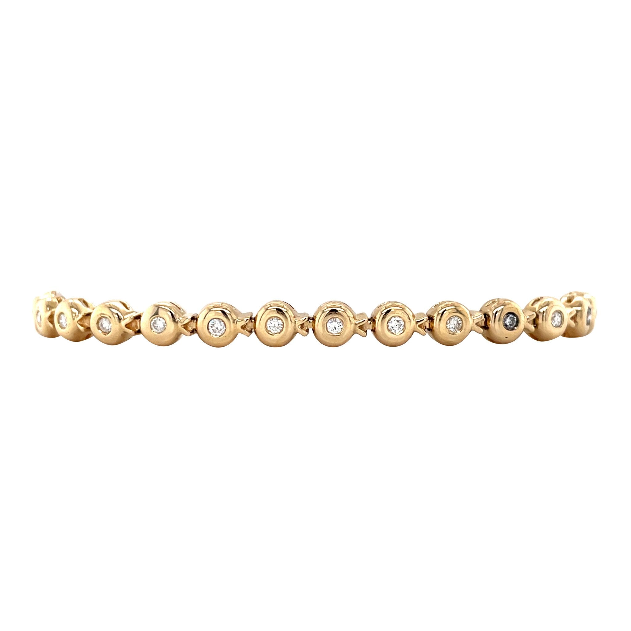 Gold tennis bracelet with diamond 14 karat