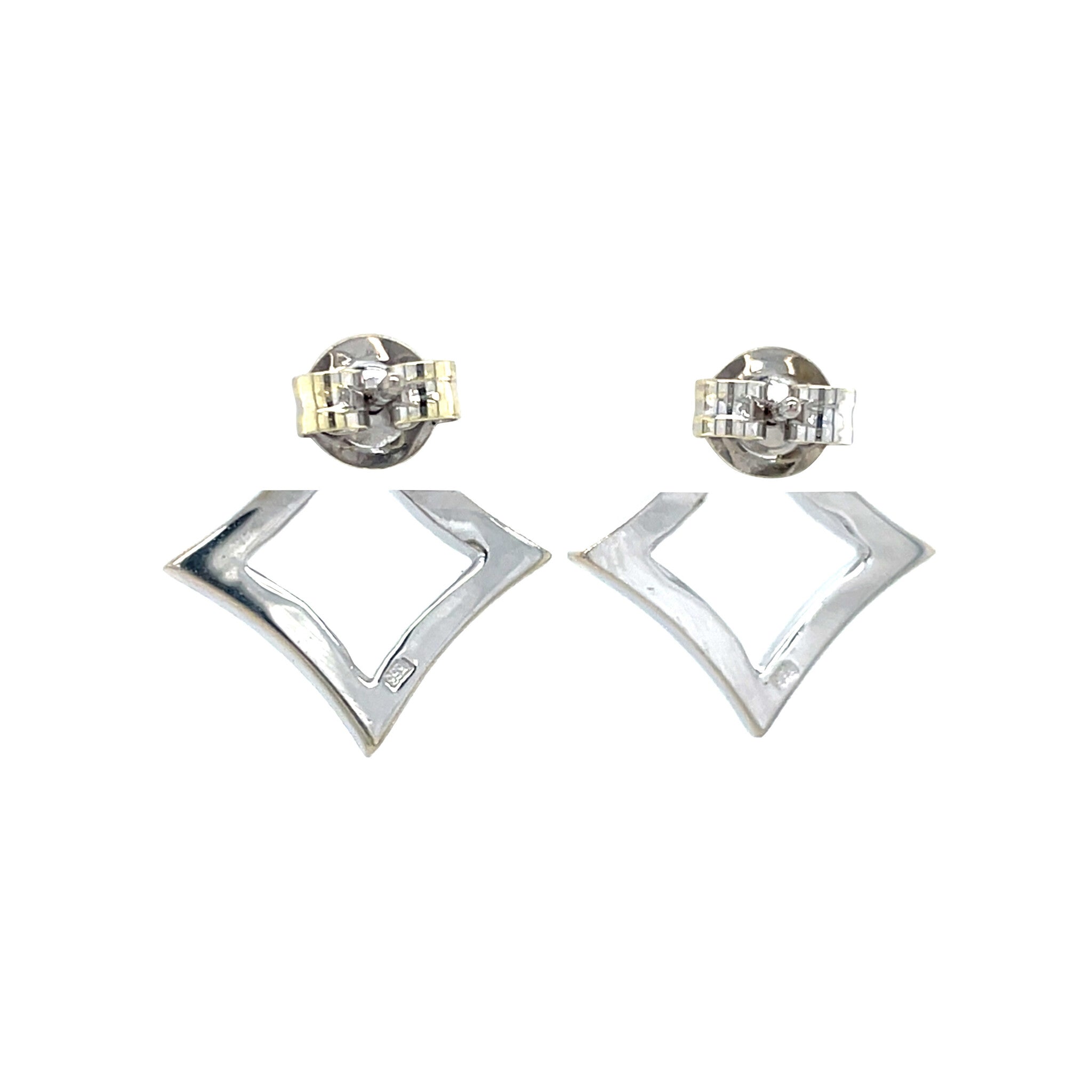 White gold stud earrings with diamond 14 kt