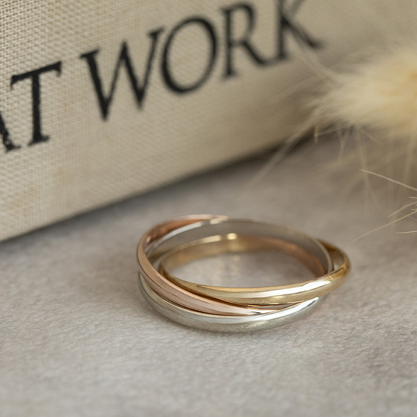 Tricolour gold trinity ring 18 karat