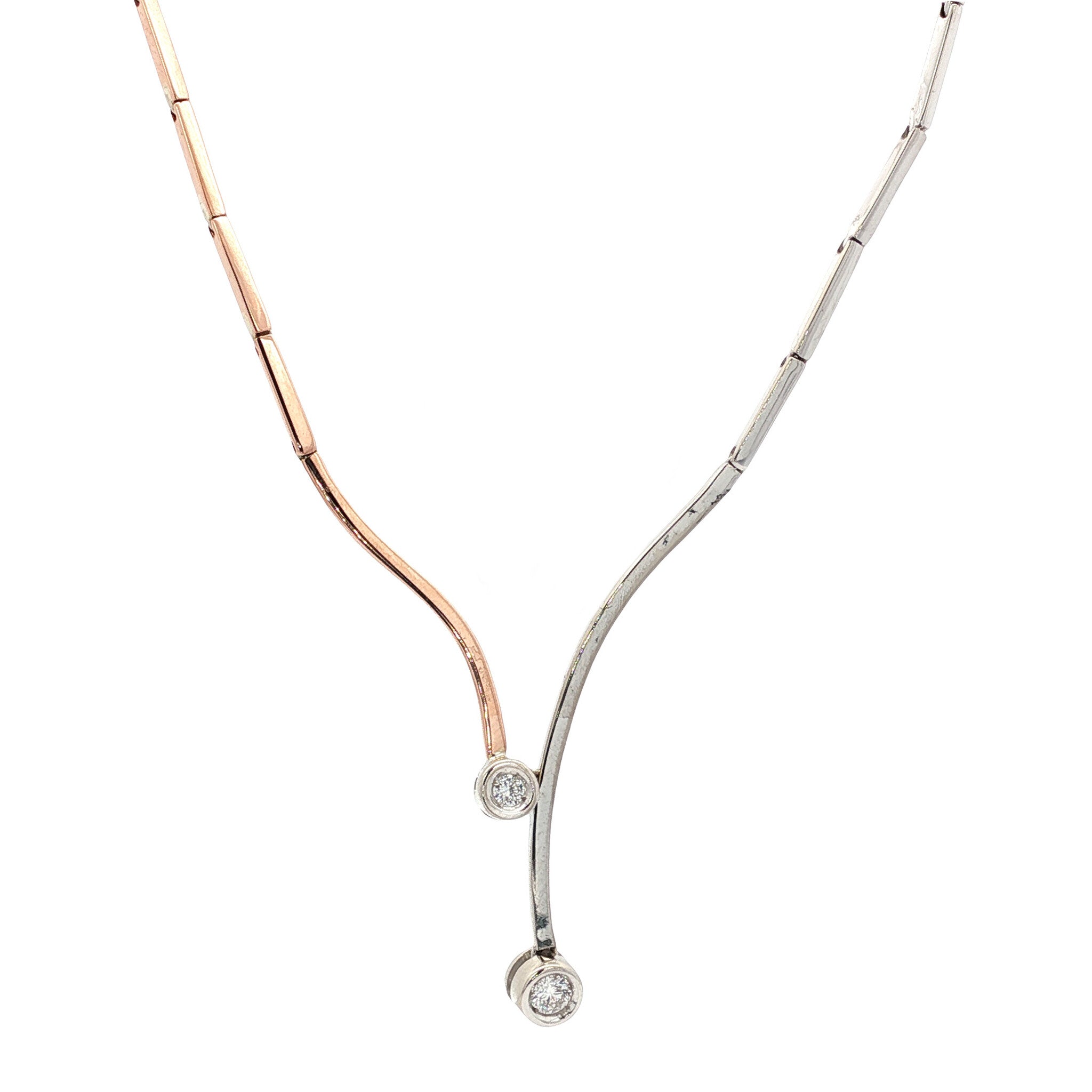 Bicolour choker with diamond 48 cm 14 karat