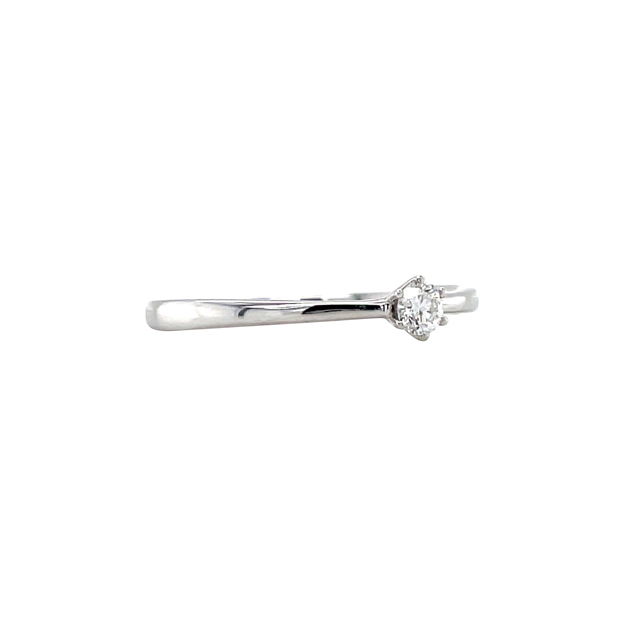 White gold solitaire ring with diamond 14 kt