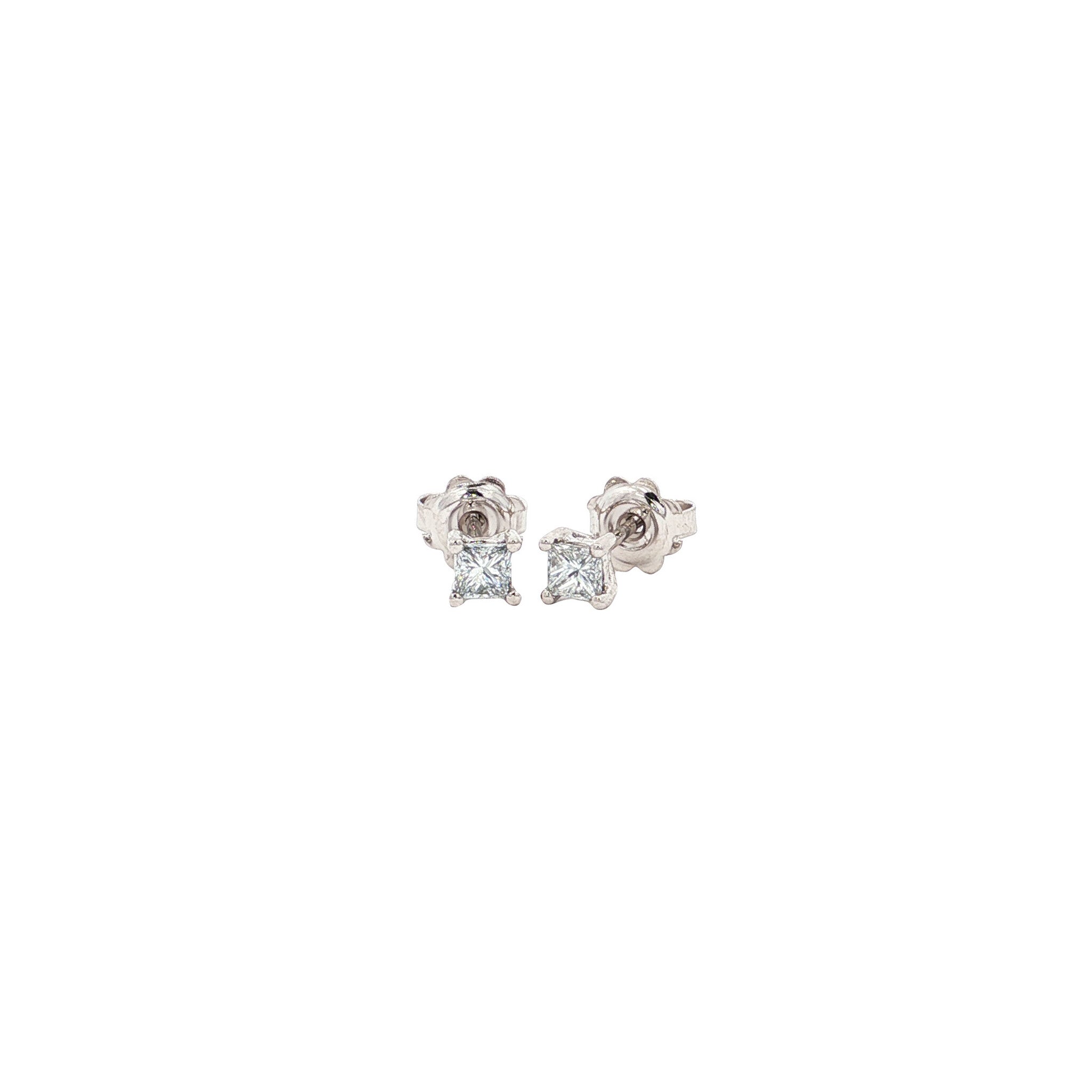 White gold solitaire stud earrings with diamond 14 karat* new