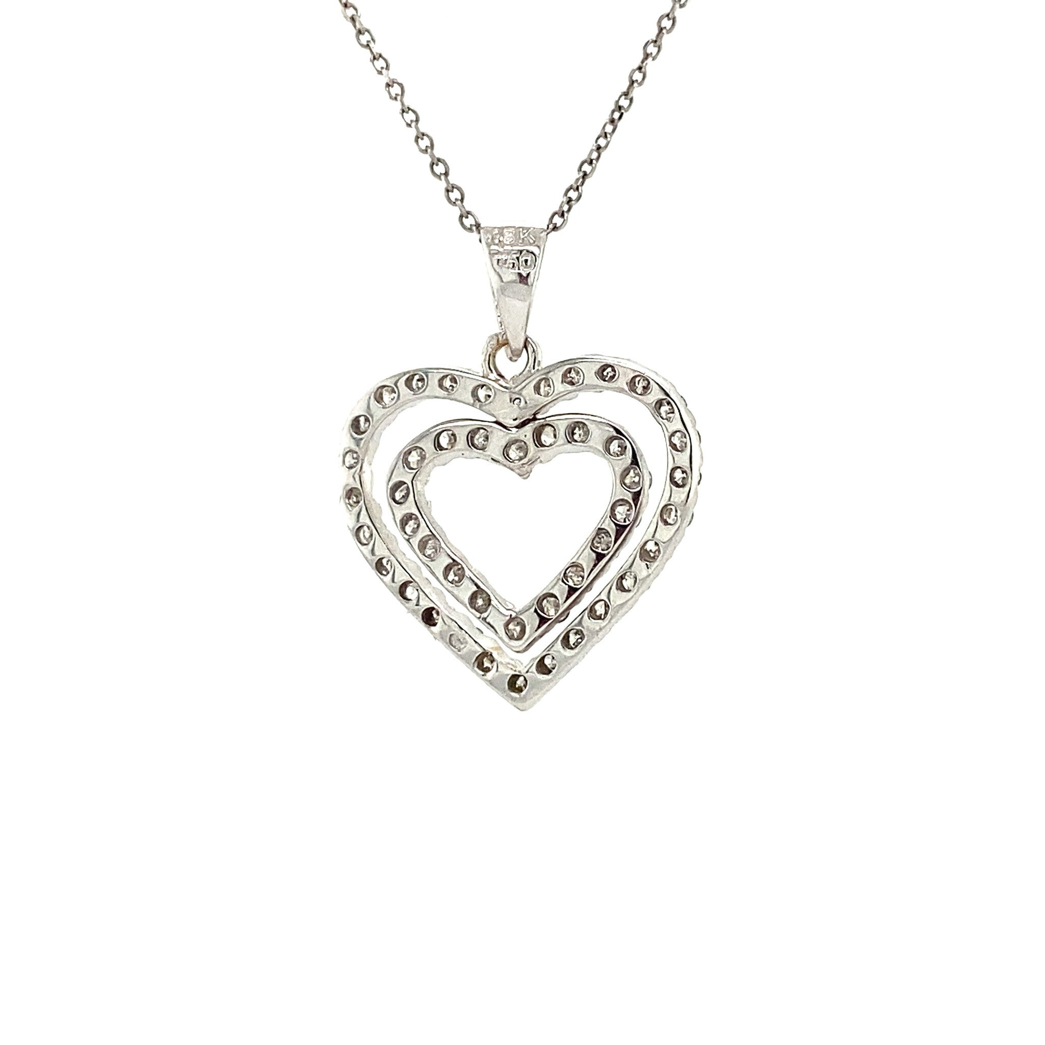 White gold heart pendant with diamond 18 karat