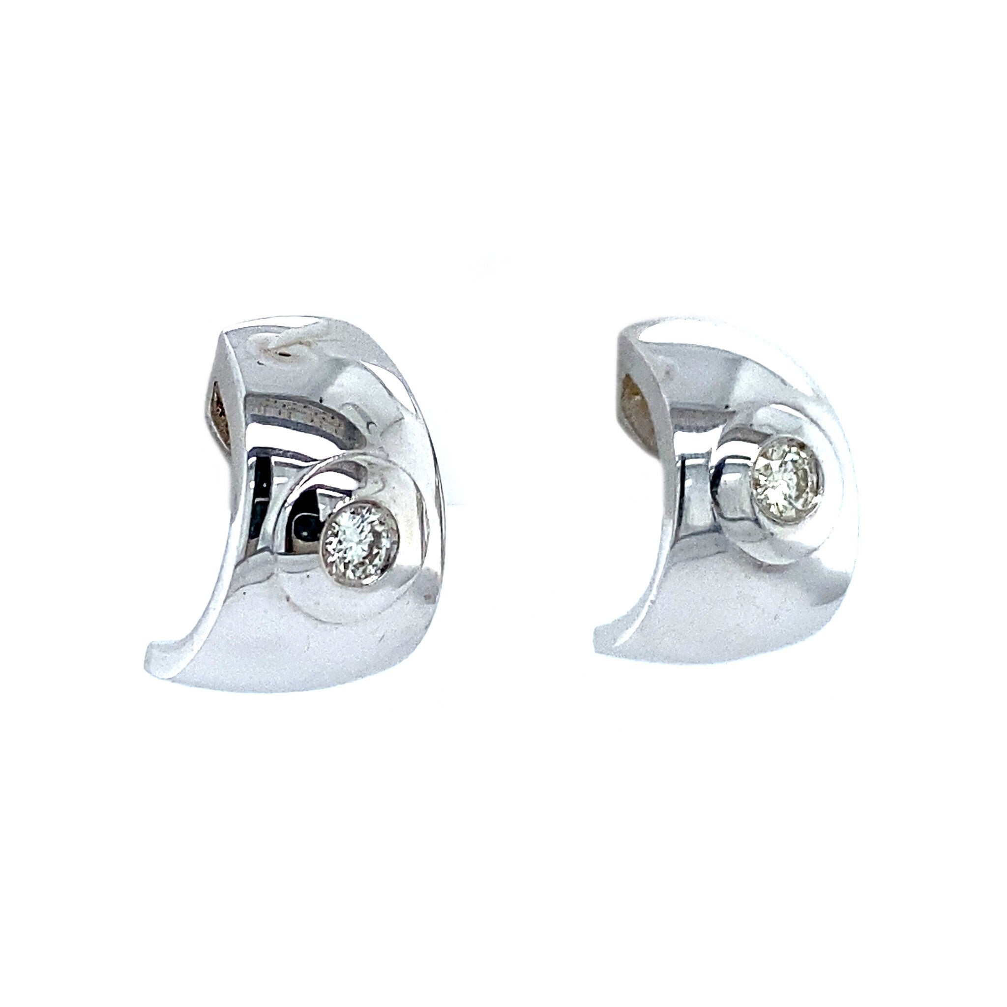 White gold stud earrings with diamond 18 kt