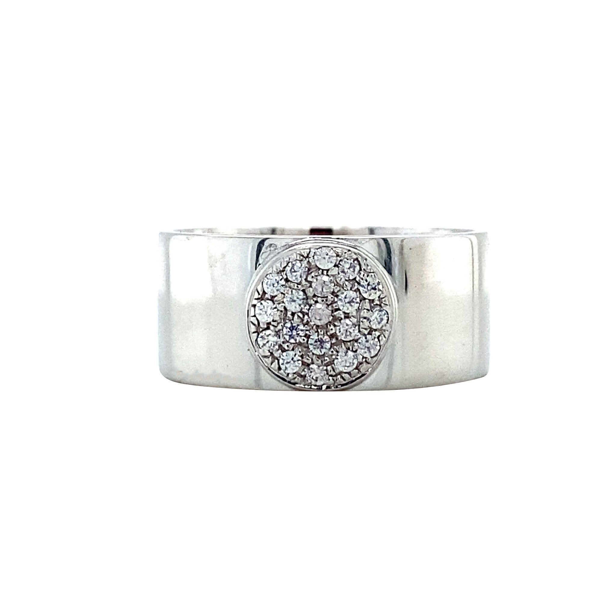 White gold ring with zirconia 18 karat
