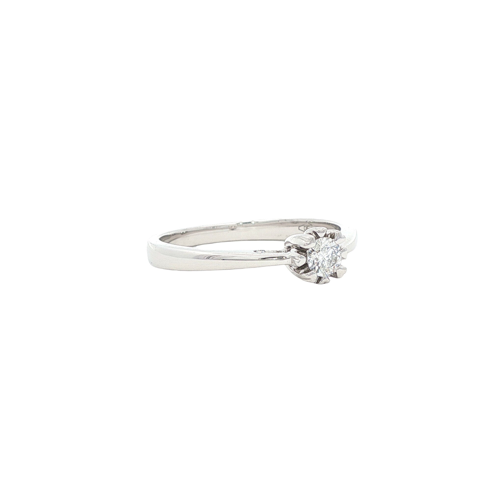 Witgouden solitair ring met diamant 18 karaat