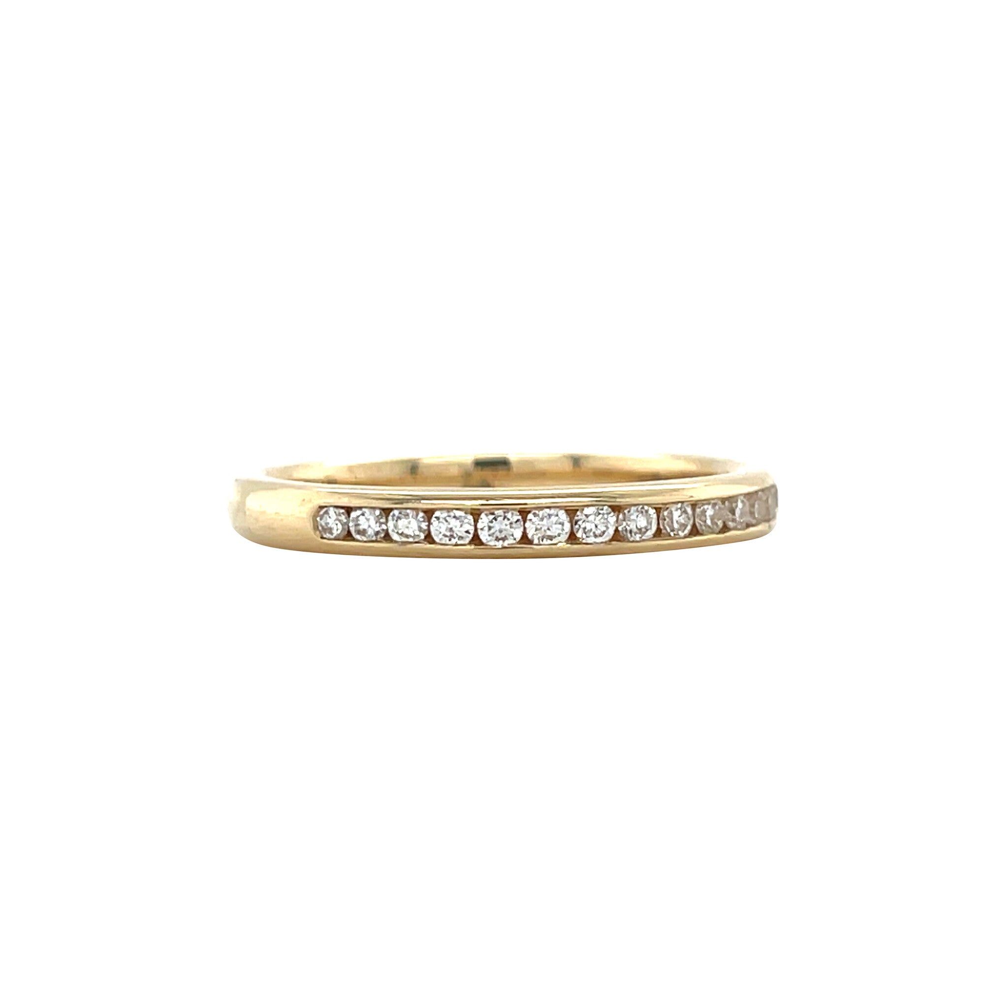 yellow gold rail ring with diamond 14 kt