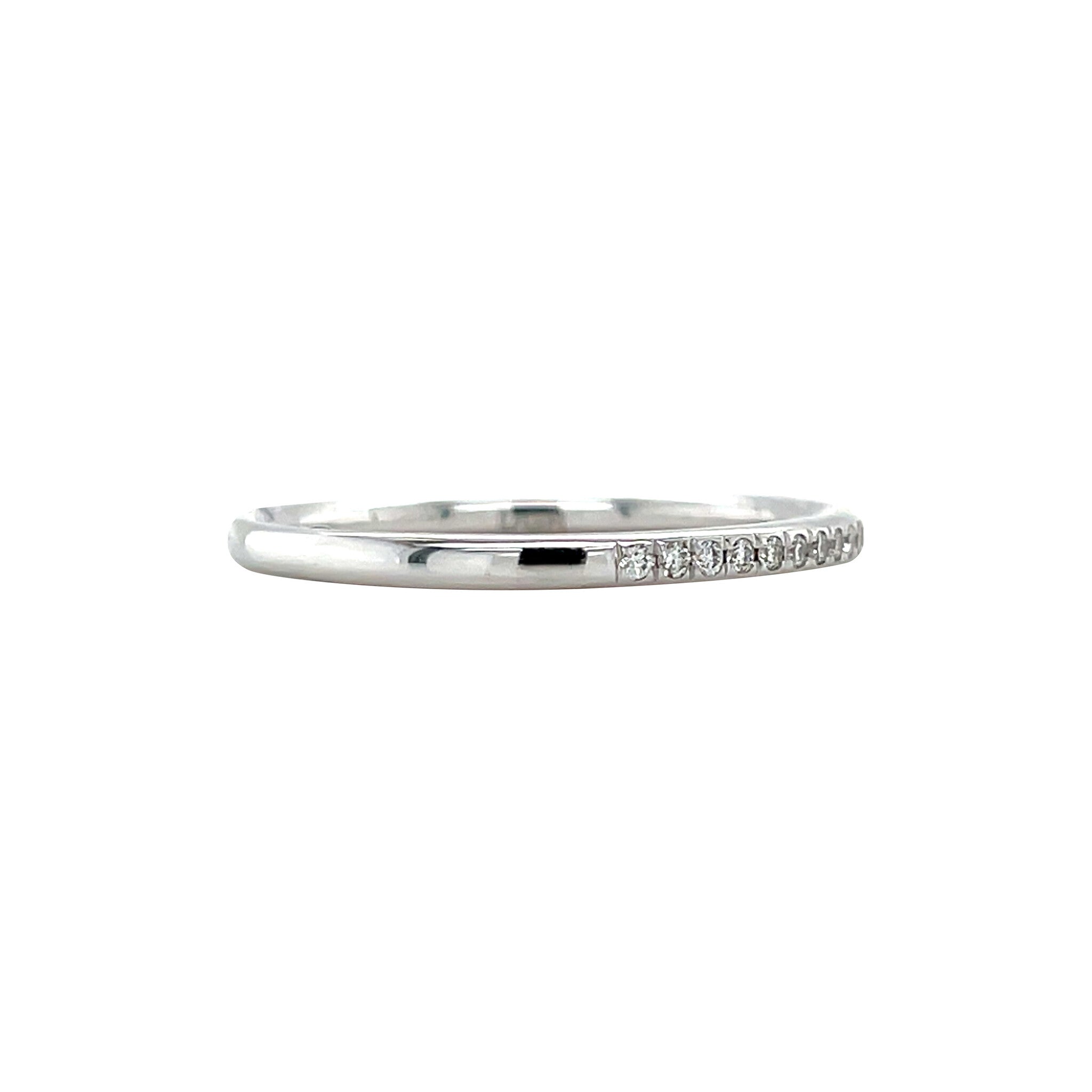 White gold row ring with diamond 14 kt