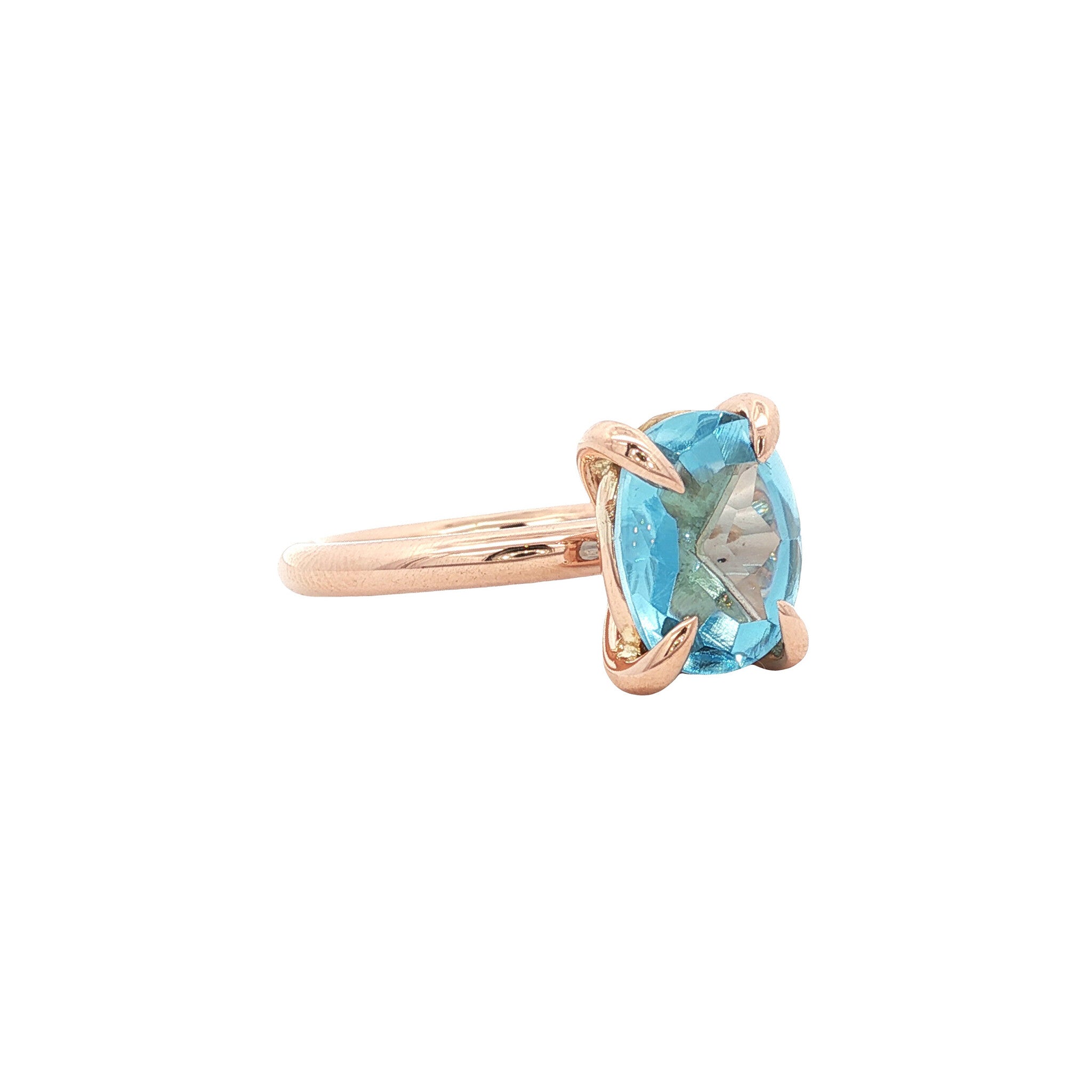 Rose gold ring with topaz 14 karat